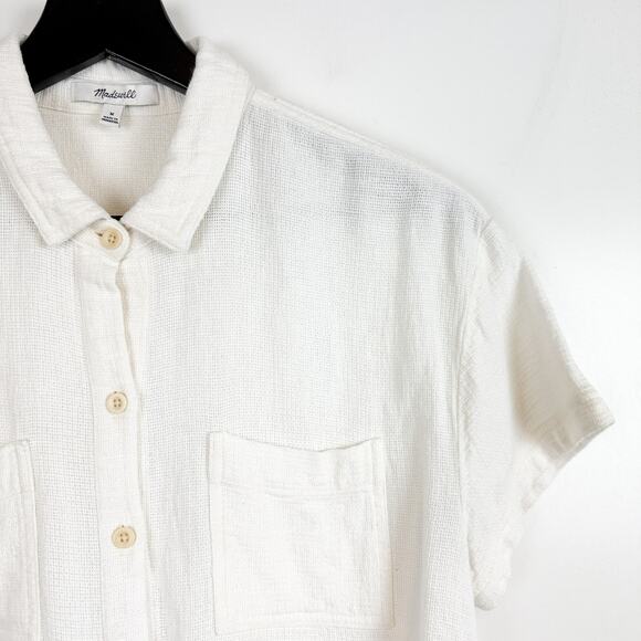 Madewell Breezewoven Beachside Shirttail Top Shirt Button Front White NF219 - M - Picture 2 of 8